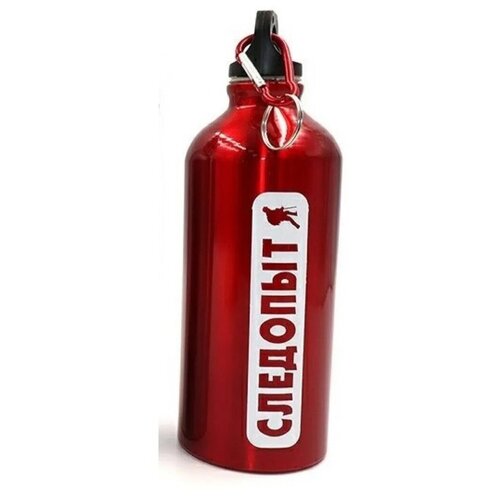 Бутылка питьевая следопыт алюминиевая с карабином 600 мл цвет: Красный