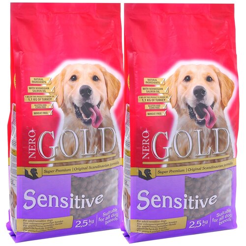 NERO GOLD DOG ADULT SENSITIVE TURKEY для взрослых собак всех пород при аллергии с индейкой и рисом (2,5 + 2,5 кг)