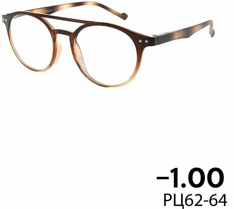 Очки для зрения -1.00 KC-1901 (пластик) коричневый / очки для дали -1.00