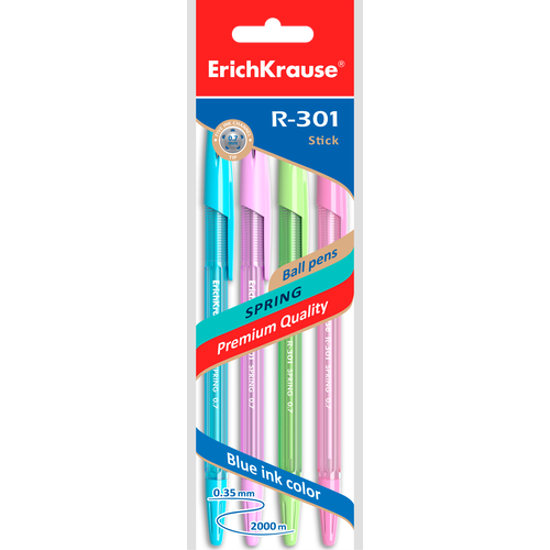Набор шариковых ручек ERICHKRAUSE R-301 Spring Stick 0.7, синий, Арт. 33643, 3шт