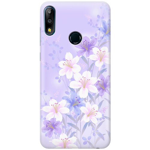 фото Ультратонкий силиконовый чехол-накладка для asus zenfone max pro (m2) zb631kl с принтом "лилии на фиолетовом" gosso