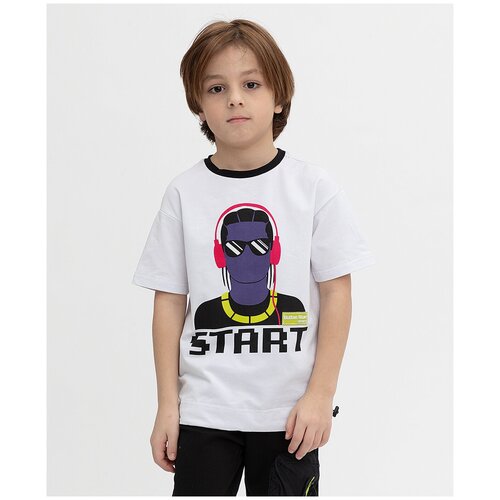 фото Футболка button blue, размер 110, белый