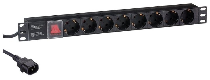 Блок розеток (PDU) ExeGate ServerPro PDU-19H806 Al-8S-C14-3CU-SW (EX280845RUS)