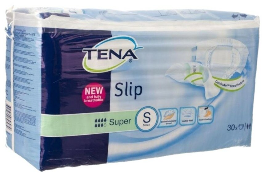 Подгузники дышащие TENA Slip Super S (талия/бедра 56-90 см), 30 шт.