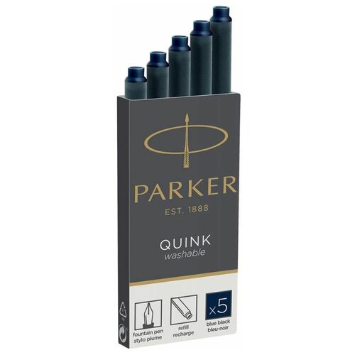 Картридж для перьевой ручки PARKER Quink Z11 Washable черный/синий 5