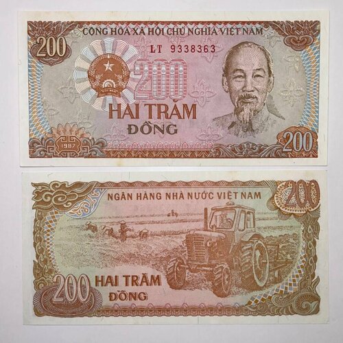 Банкнота Вьетнам 200 донг 1987г банкнота номиналом 100 донг 1972 года южный вьетнам