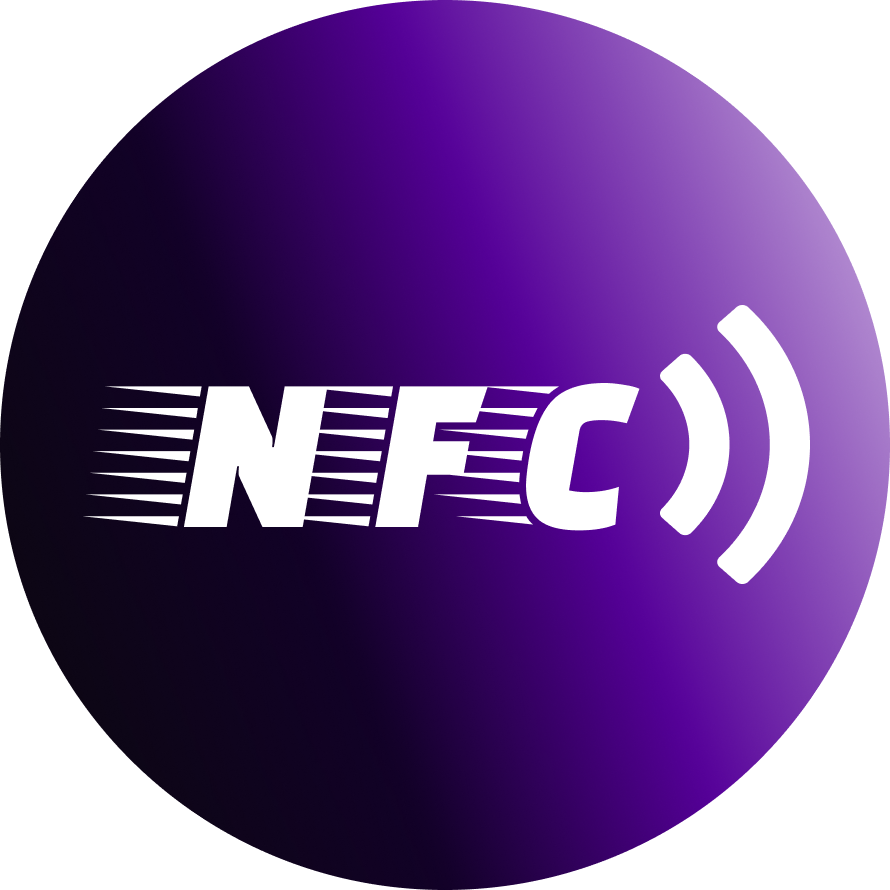 NFC Метка | NFC Наклейка белого цвета с синими буквами 5 штук