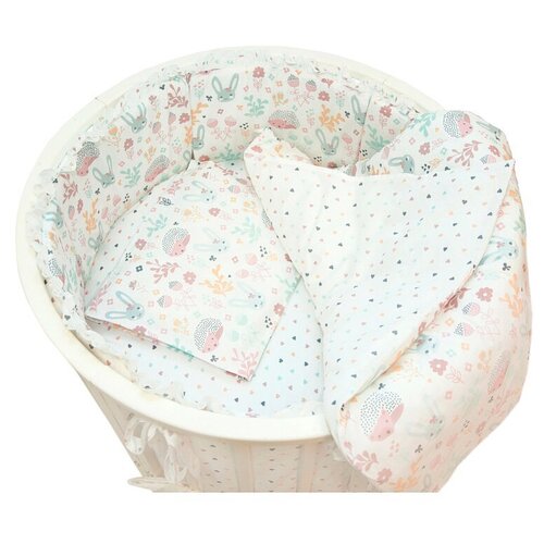 фото Комплект постельного белья baby nice лесная поляна для круглой кроватки, розовый