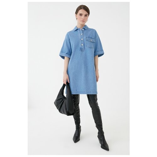 фото Платье zarina, размер 46(m), 102/голубой индиго