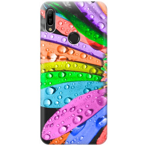 фото Ультратонкий силиконовый чехол-накладка для huawei y6 (2019) / honor 8a с принтом "разноцветные листья в каплях" gosso