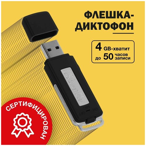 Диктофон мини для записи флешка 4GB на 50 часов с датчиком звука 50000₽