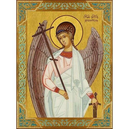 ангел хранитель Икона Ангел Хранитель с хоругвией и мечом на дереве