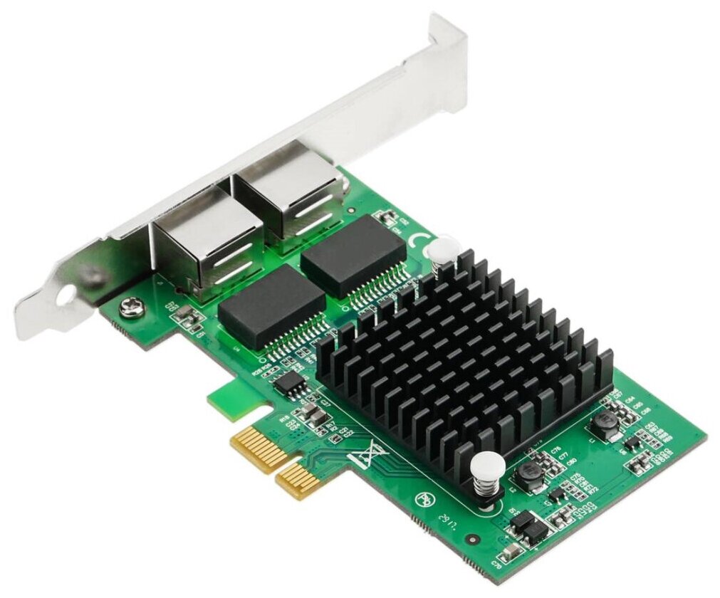 Сетевая карта PCIe x1 v10 (Intel 82571GB) + LP 2 x RJ45 Gigabit Ethernet | ORIENT XWT-INT82L2PE