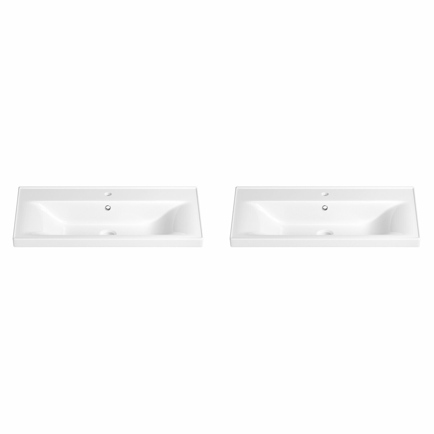 Подвесная/мебельная раковина для ванной Wellsee FreeDom 151105001 в наборе 2 в 1: раковины 2 шт, ширина одного умывальника 70 см, цвет глянцевый белый