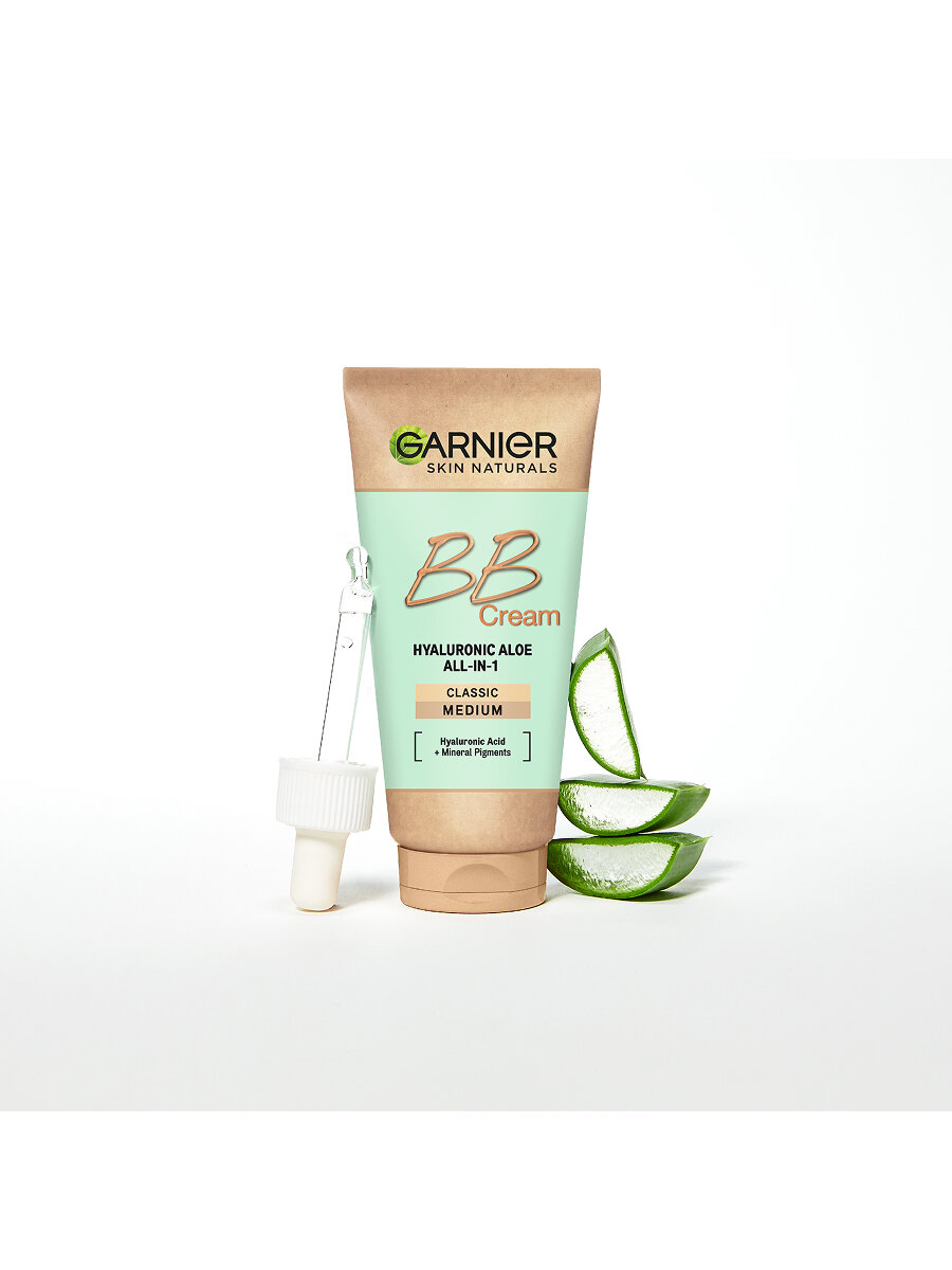 Garnier BB Крем Гиалуроновый Алоэ-уход 5-в-1, для смешанной и жирной кожи, с гиалуроновой кислотой, алоэ вера и минеральными пигментами, матирующий, SPF 25, 50 мл — фото 1