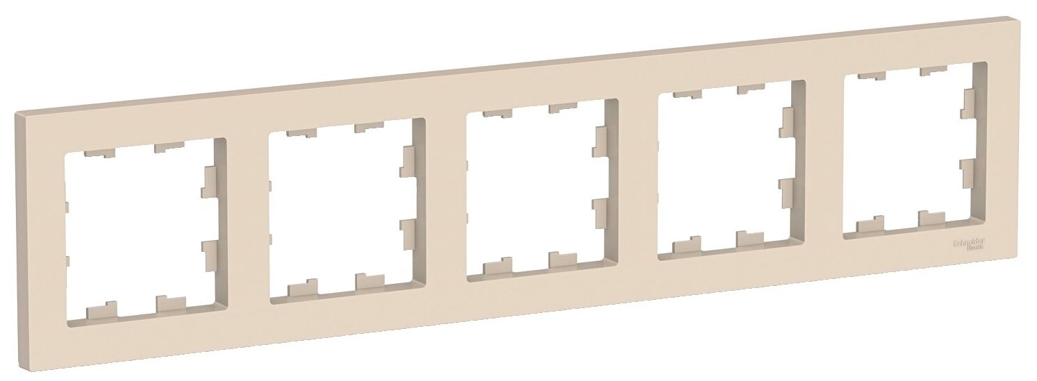 Рамка 5-постовая универсальная Schneider Electric AtlasDesign, бежевая ATN000205