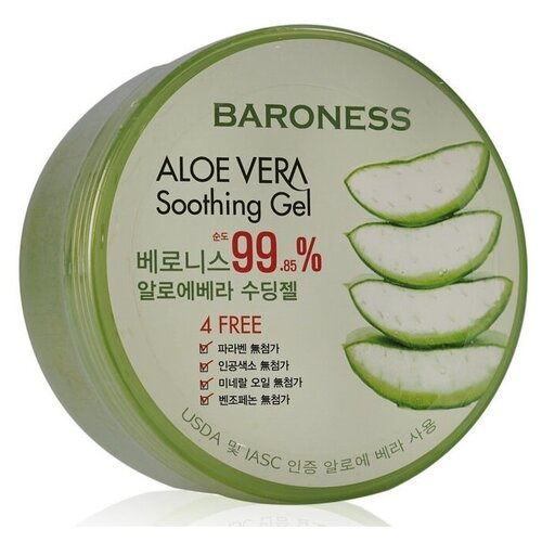 Baroness Гель для лица и тела Aloe Vera Soothing Gel Многофункциональный с экстрактом алоэ вера, 300 мл, 300 г