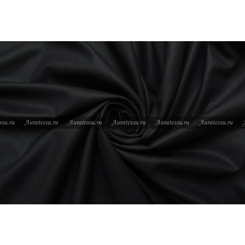 Ткань Шерсть-фланель костюмная с кашемиром, чёрная, 450 г/пм, ш146см, 0,5 м
