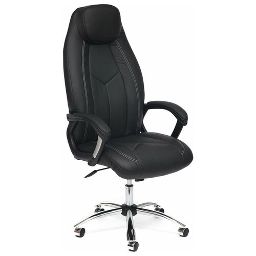 Кресло для руководителя Tetchair Boss (хром), обивка: искусственная кожа, цвет: искус. кожа черная