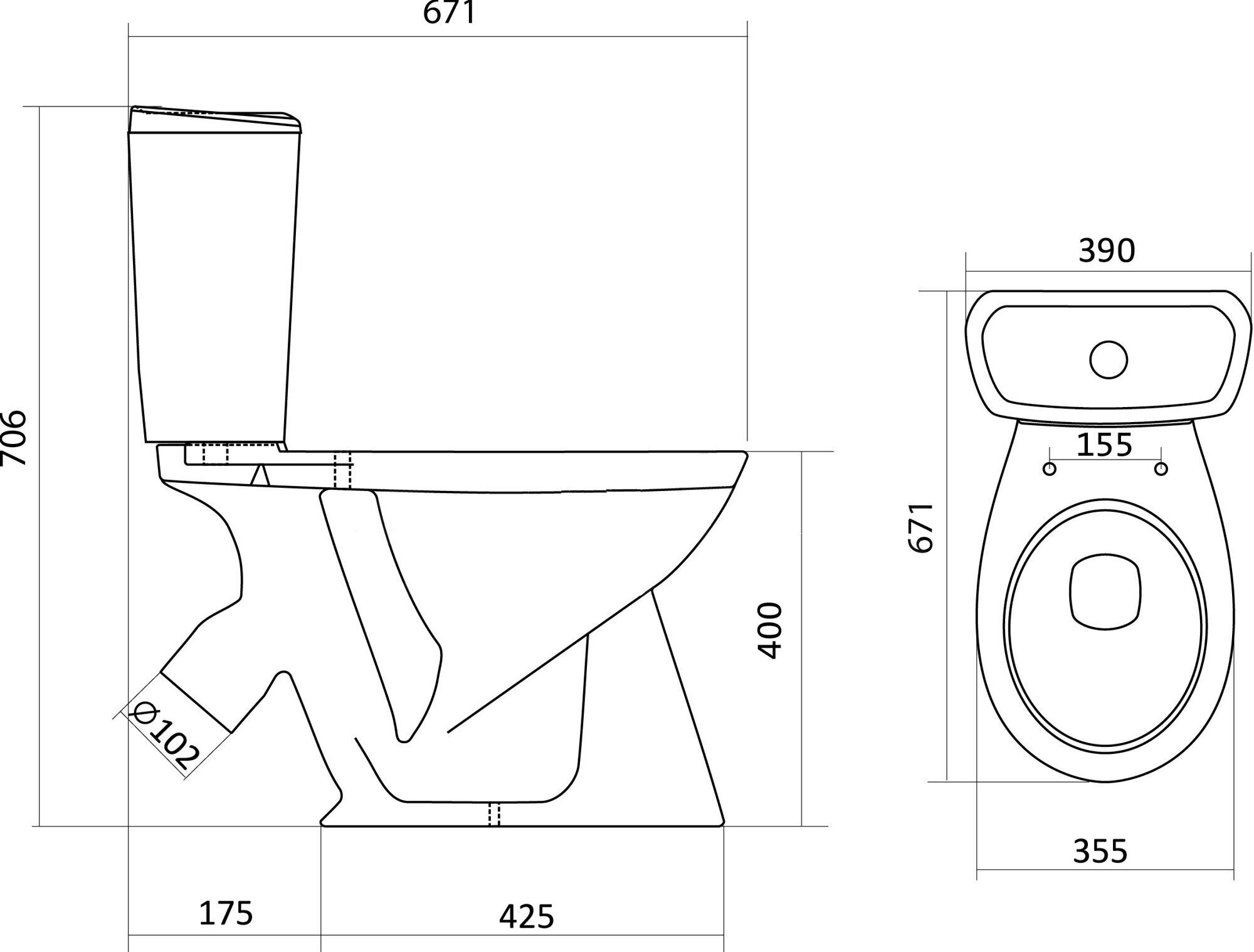 Унитаз с бачком Santek Бриз 1WH302138