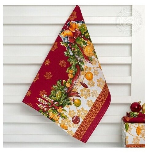 Полотенце кухонное из рогожки "Рождество" 50х70