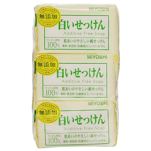 Miyoshi Мыло туалетное на основе натуральных компонентов - Additive free soap bar, 3*108г