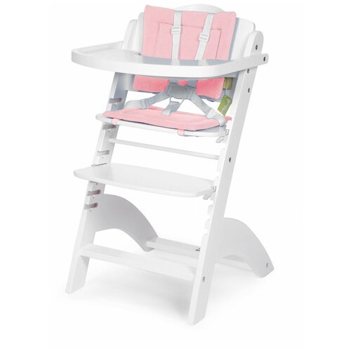 фото Стульчик для кормления childhome lambda 2 white с подушкой tricot pastel old pink