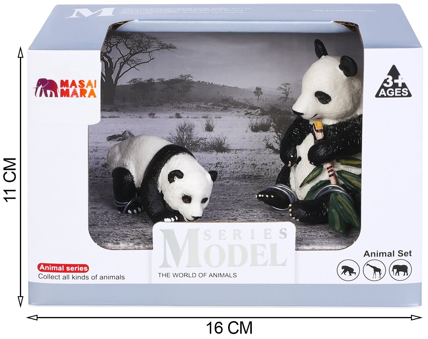Набор фигурок животных серии "Мир диких животных": Семья панд, 2 предмета (панда мама и детеныш)