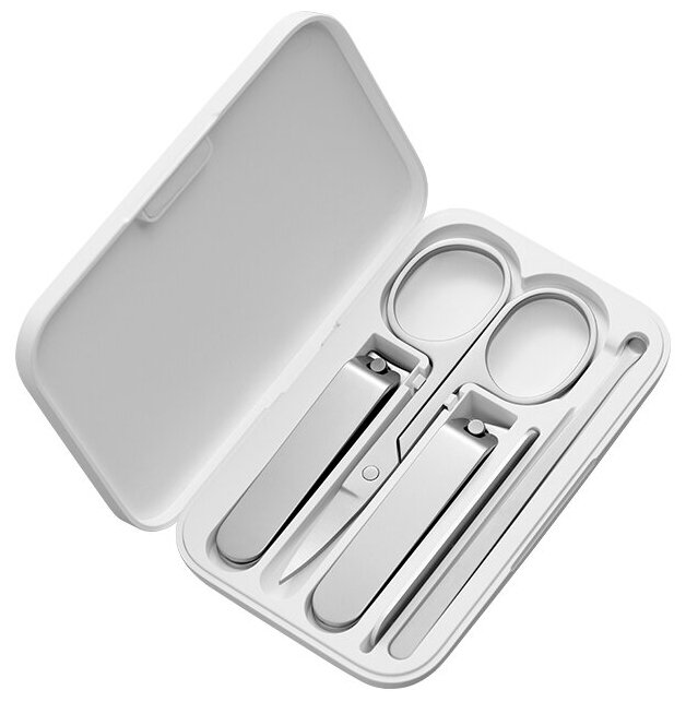 Набор Xiaomi Mijia Nail Clipper Five Piece Set MJZJD002QW, белый/серебристый, 5 предметов