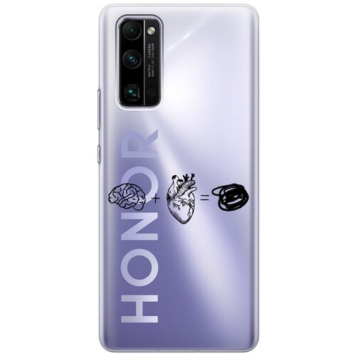 Силиконовый чехол на Honor 30 Pro+, Хонор 30 Про Плюс с 3D принтом Brain Plus Heart прозрачный силиконовый чехол на honor 30 хонор 30 с 3d принтом brain plus heart прозрачный