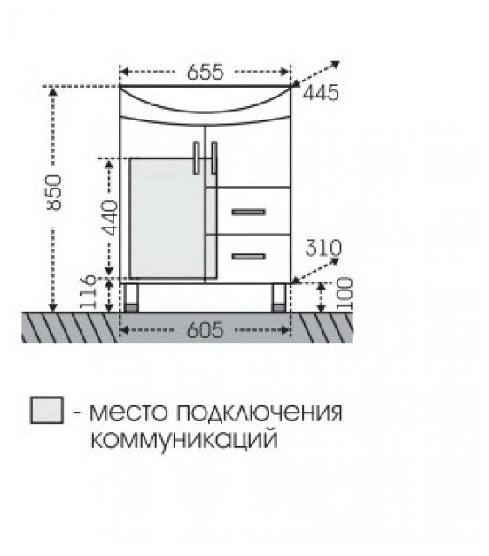 Тумба под раковину СанТа Стандарт 201103 60.5 см белый