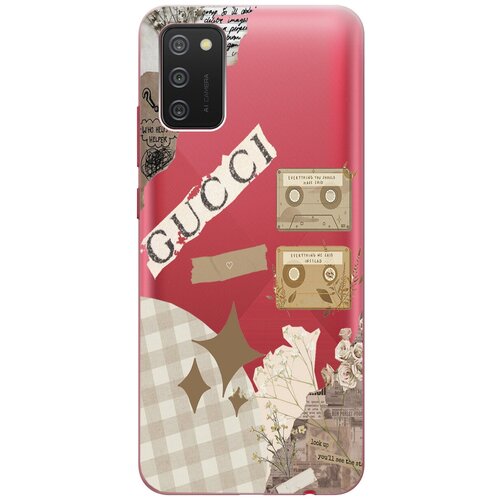 Силиконовый чехол на Samsung Galaxy A02s, Самсунг А02с с 3D принтом GUCCI Stickers прозрачный силиконовый чехол на samsung galaxy a02s самсунг а02с с 3d принтом stormtrooper stickers прозрачный