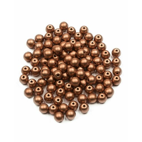 Стеклянные чешские бусины, круглые, Round Beads, 4 мм, цвет Vintage Copper, 100 шт.