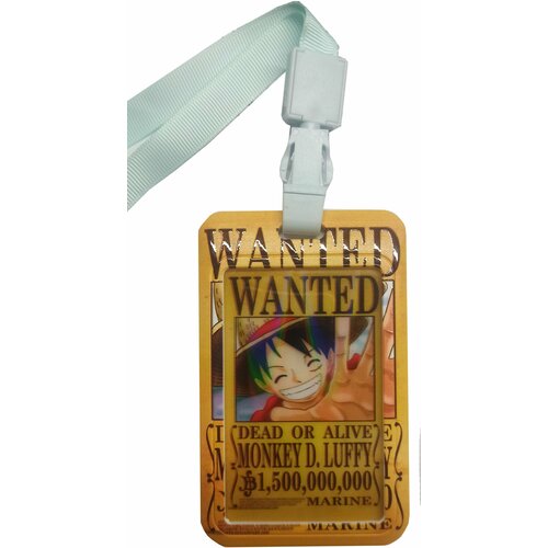 Чехол для карты One Piece Luffy, карман для пропуска или проездного на ленте, вертикальный, бейджик для школьника