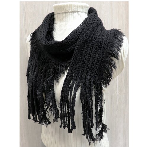 Шарф Crystel Eden,140х30 см, one size, серый, черный вязанный шарф из петчворка zara мультиколор