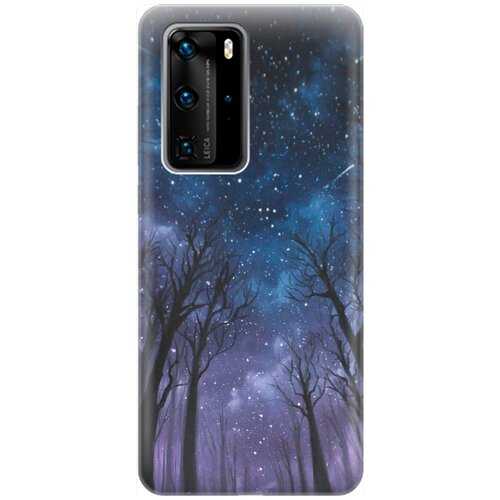 фото Силиконовый чехол на huawei p40 pro / хуавей п40 про с принтом "ночной лес" gosso