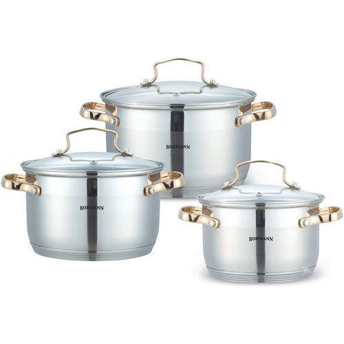 фото Набор кастрюль bohmann 1903bh/bhg 6 пр. стальной с позолотой