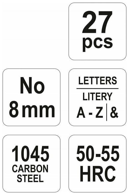 Набор Клейм Буквенных, A-Z, 8 Мм YATO арт. YT-6863