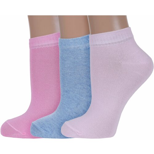фото Носки борисоглебский трикотаж, 3 пары, размер 23, розовый, голубой
