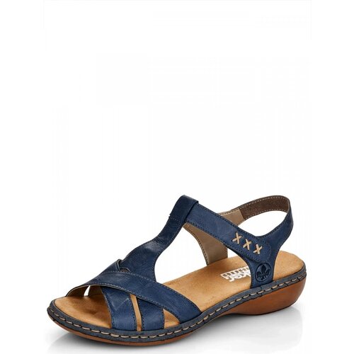 фото Босоножки rieker, натуральная кожа, размер 39, голубой