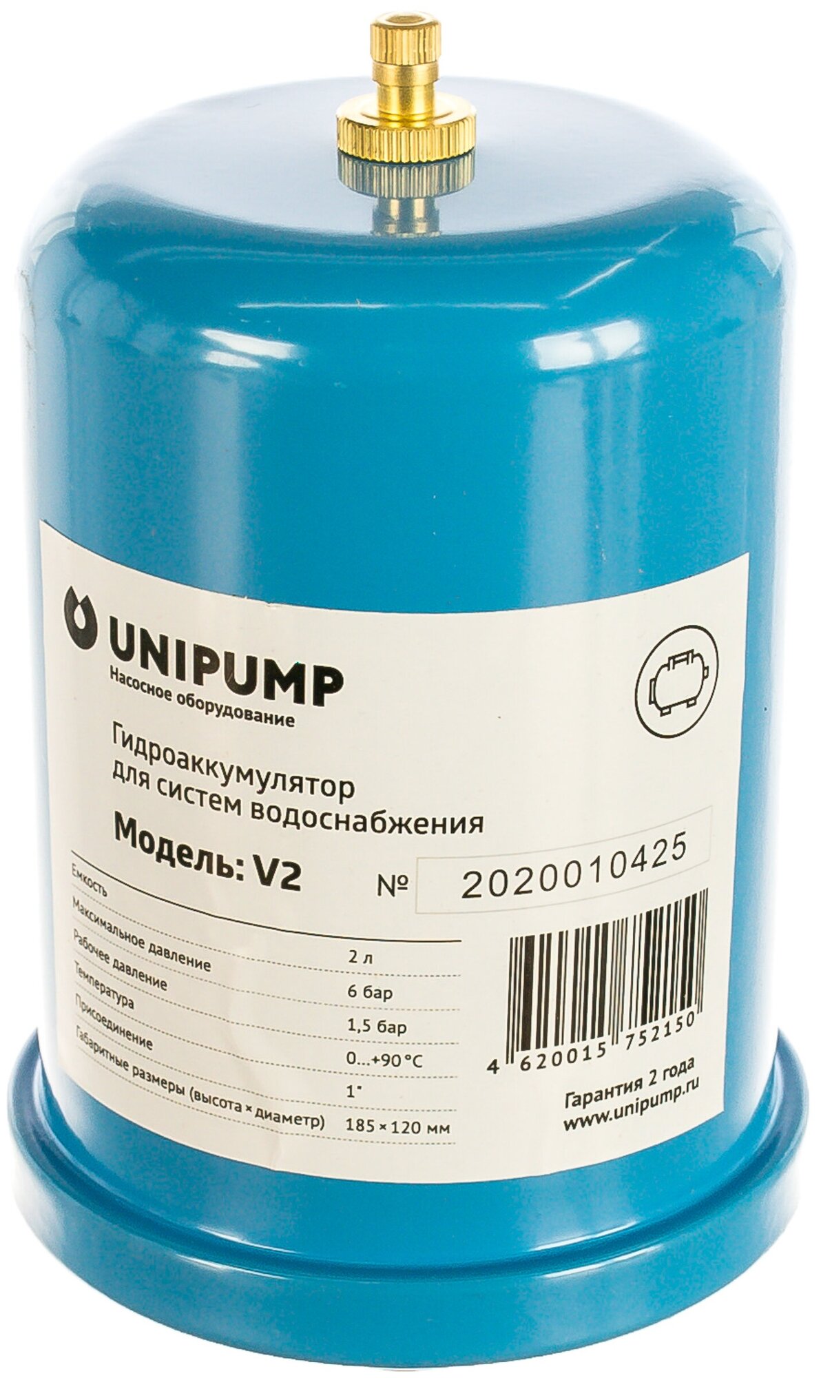 Гидроаккумулятор вертикальный (2 л) Unipump 29758 16050299