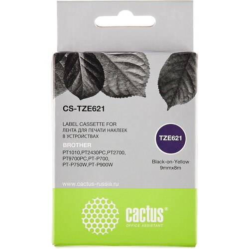 Картридж ленточный Cactus CS-TZE621 черный для Brother 1010/1280/1280VP/2700VP mix color 1pk compatible brother tze 6 9 12mm tz231 black on white for pt labeler tze231 tz 231 tz211 tze631 tz221