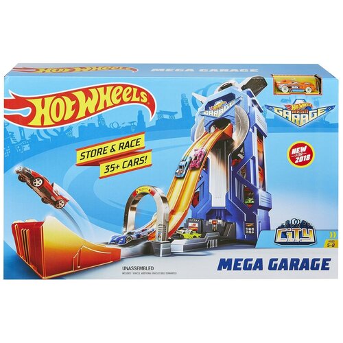 Трек Hot Wheels City Mega Garage FTB68 разноцветный трек hot wheels city attack fnb05 gator garage
