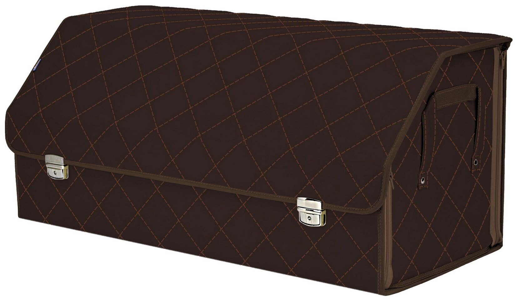 Органайзер-саквояж в багажник "Союз Премиум" (размер XXL). Цвет: коричневый с коричневой прострочкой Ромб.