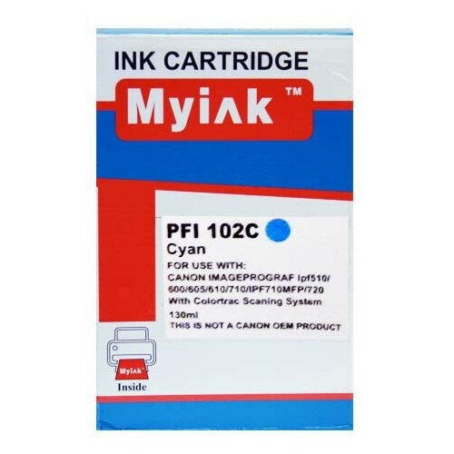 картридж для canon pfi 102c ipf 500 600 700 cyan 130ml dye myink Картридж для CANON PFI-102C IPF 500/600/700 Cyan (130ml, Dye) MyInk