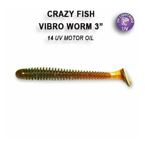 Силиконовая приманка мягкая съедобная Crazy Fish Vibro Worm 3 75 мм 11-75-14-6 5 шт.