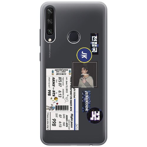 Силиконовый чехол с принтом BTS Stickers для Huawei Y6P / Хуавей У6Р силиконовый чехол с принтом dream on для huawei y6p хуавей у6р