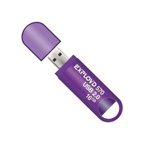 Флешка Exployd 570, 16 Гб, USB2.0, чт до 15 Мб/с, зап до 8 Мб/с, фиолетовая флешка exployd 570 16 гб 1 шт orange