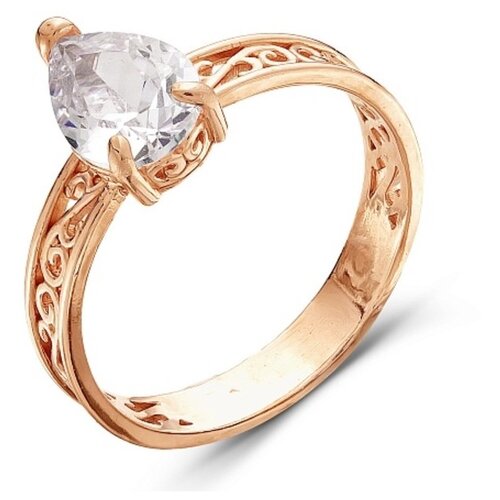 Кольцо Красная Пресня, размер 17, ширина 11 мм, бесцветный женское кольцо позолоченное очарование
