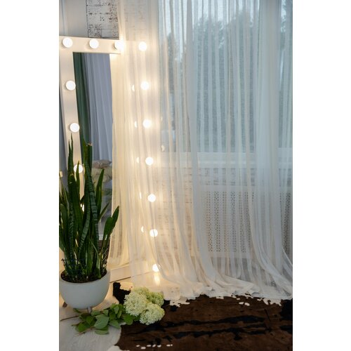 Шторы тюль белые 100% лен натуральный, 300х250